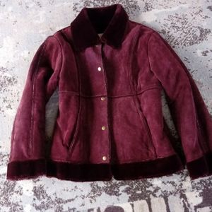 Wilson's Maxima Purple Suede Faux Fur Coat